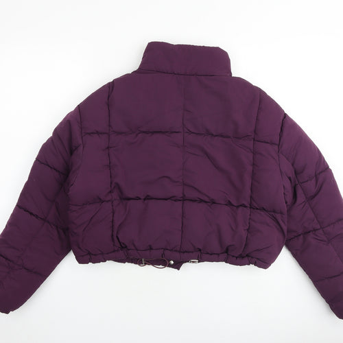 Bershka Womens Purple Puffer Jacket Jacket Size M Snap