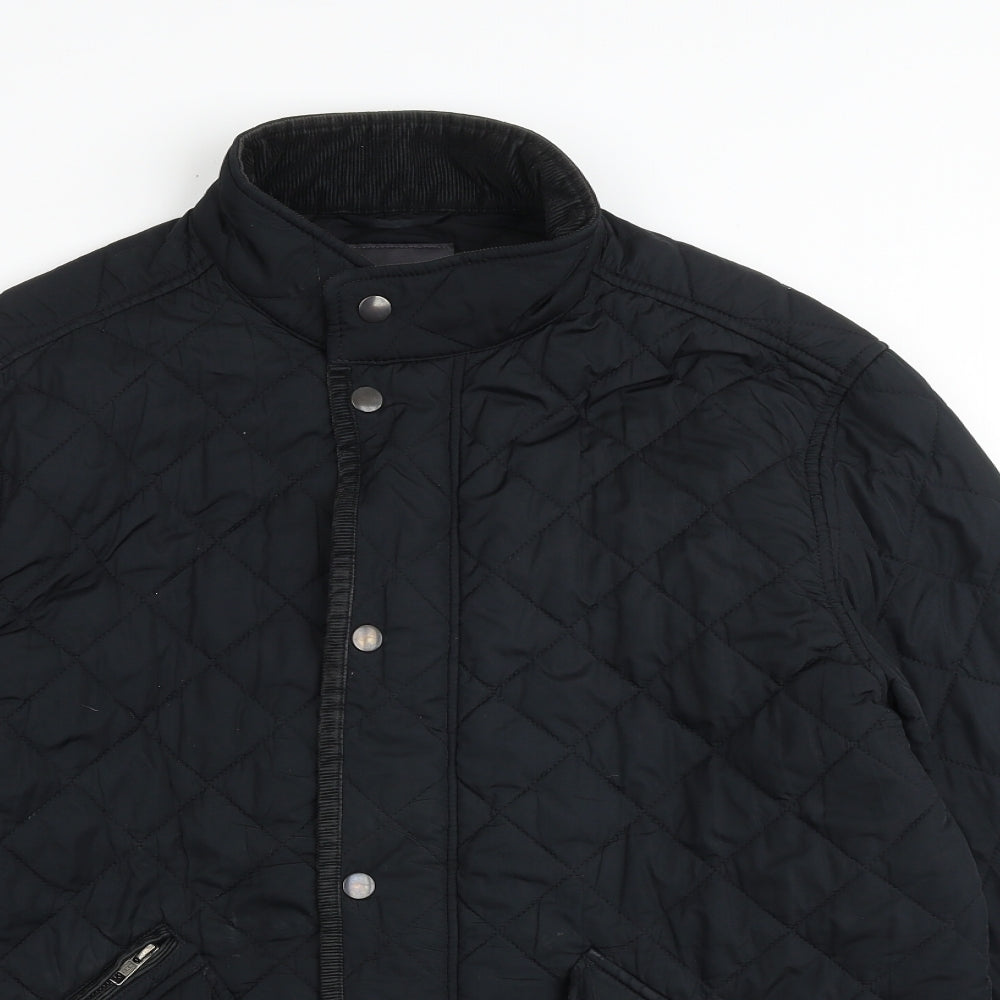 NEXT Mens Black Quilted Jacket Size L Zip