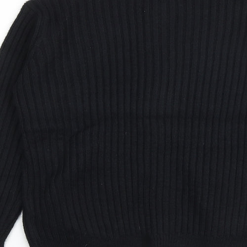 Marks and Spencer Womens Black Round Neck Polyester Full Zip Jumper Size XS