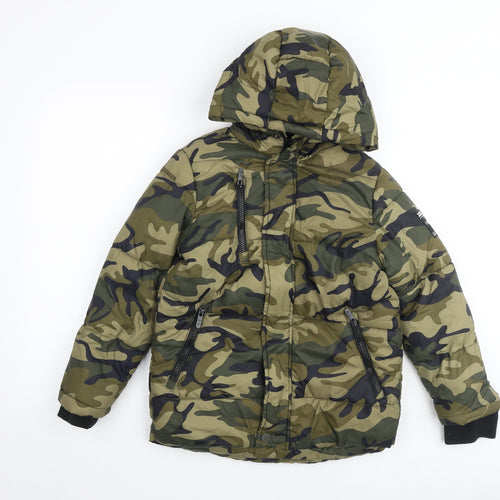 RESERVED Boys Green Camouflage Puffer Jacket Jacket Size 9-10 Years Zip