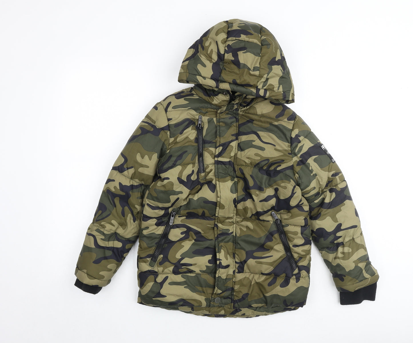 RESERVED Boys Green Camouflage Puffer Jacket Jacket Size 9-10 Years Zip