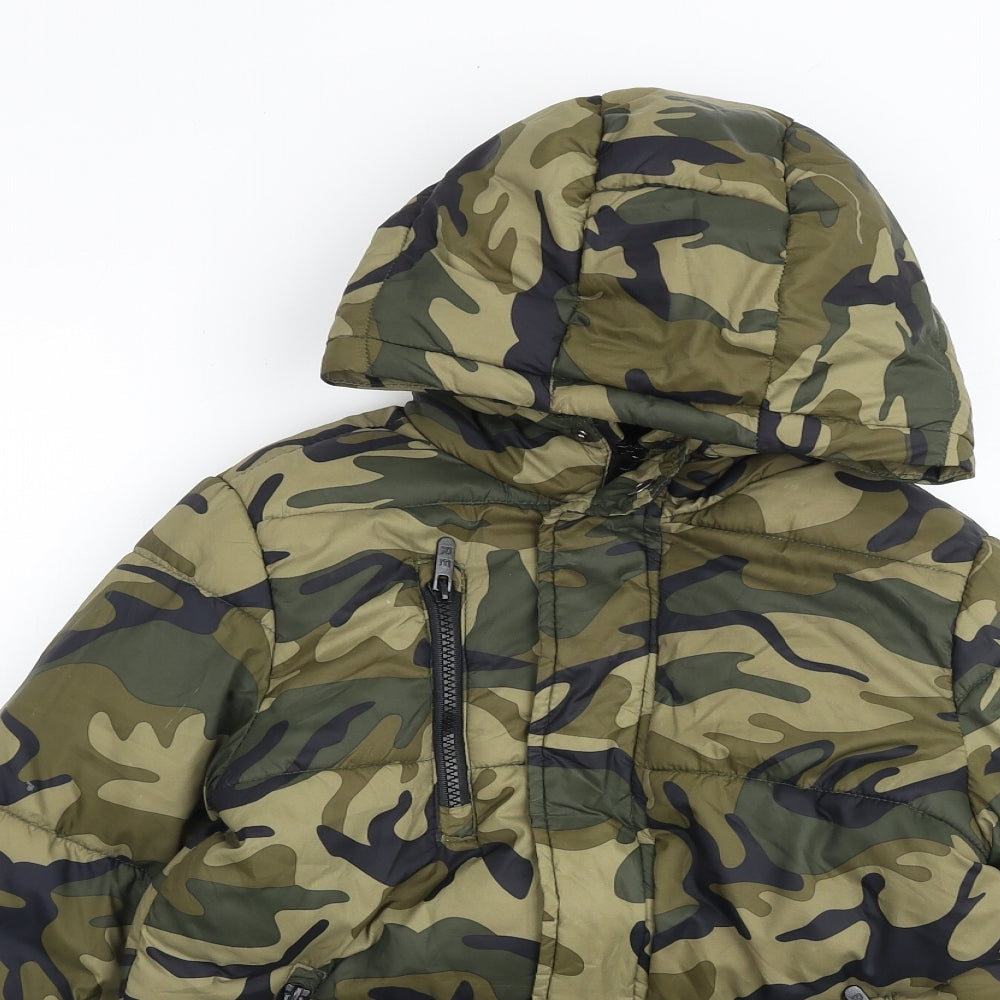 RESERVED Boys Green Camouflage Puffer Jacket Jacket Size 9-10 Years Zip
