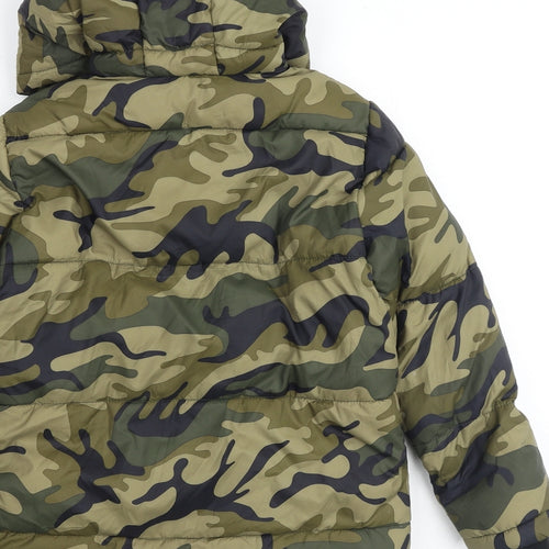 RESERVED Boys Green Camouflage Puffer Jacket Jacket Size 9-10 Years Zip