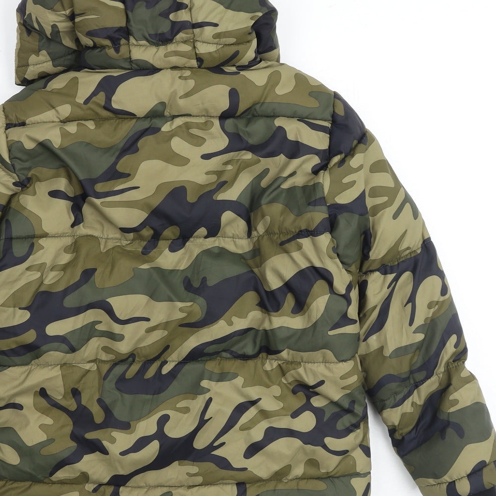 RESERVED Boys Green Camouflage Puffer Jacket Jacket Size 9-10 Years Zip