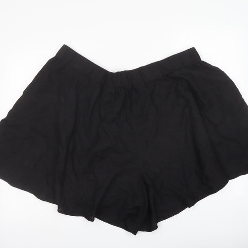 Simply Be Womens Black Viscose Hot Pants Shorts Size 24 L5 in Regular Pull On