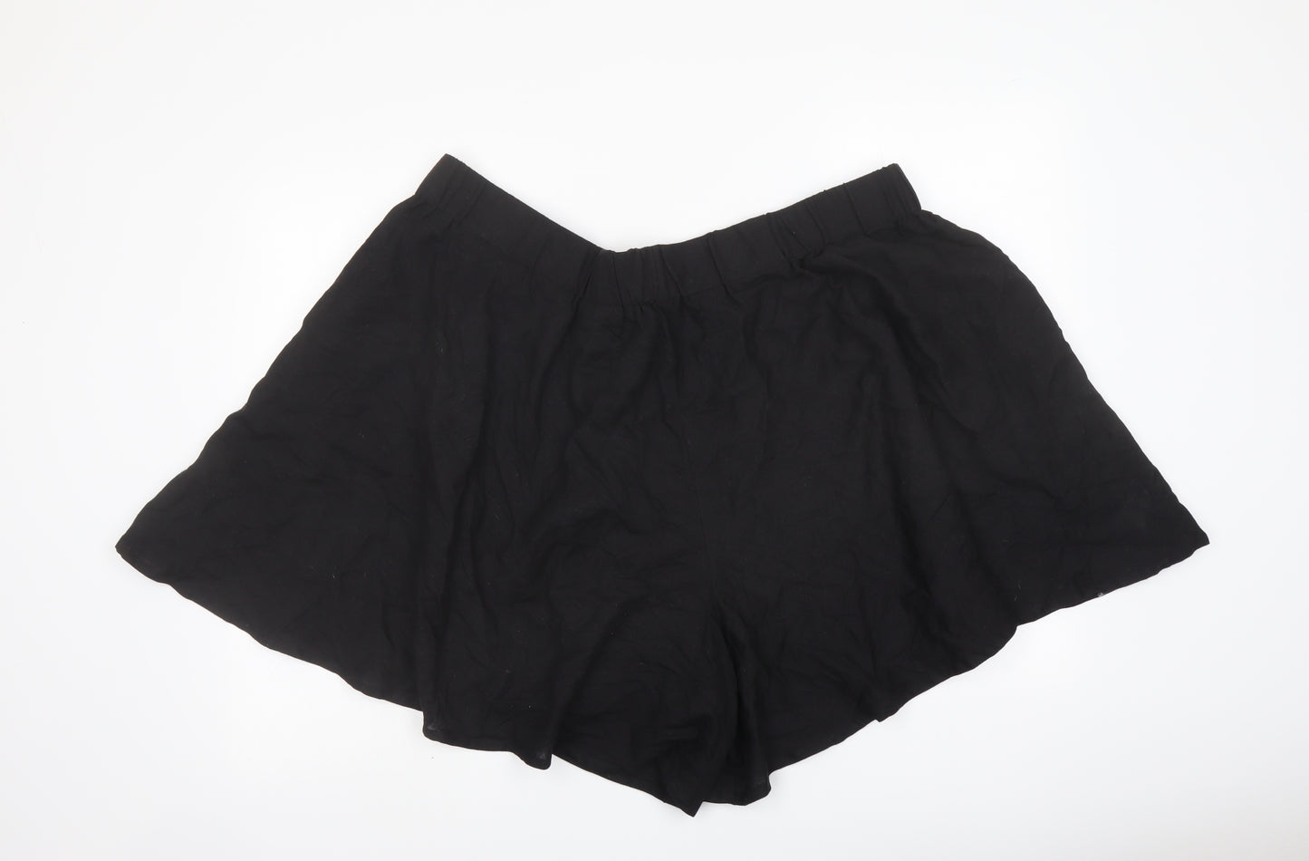 Simply Be Womens Black Viscose Hot Pants Shorts Size 24 L5 in Regular Pull On