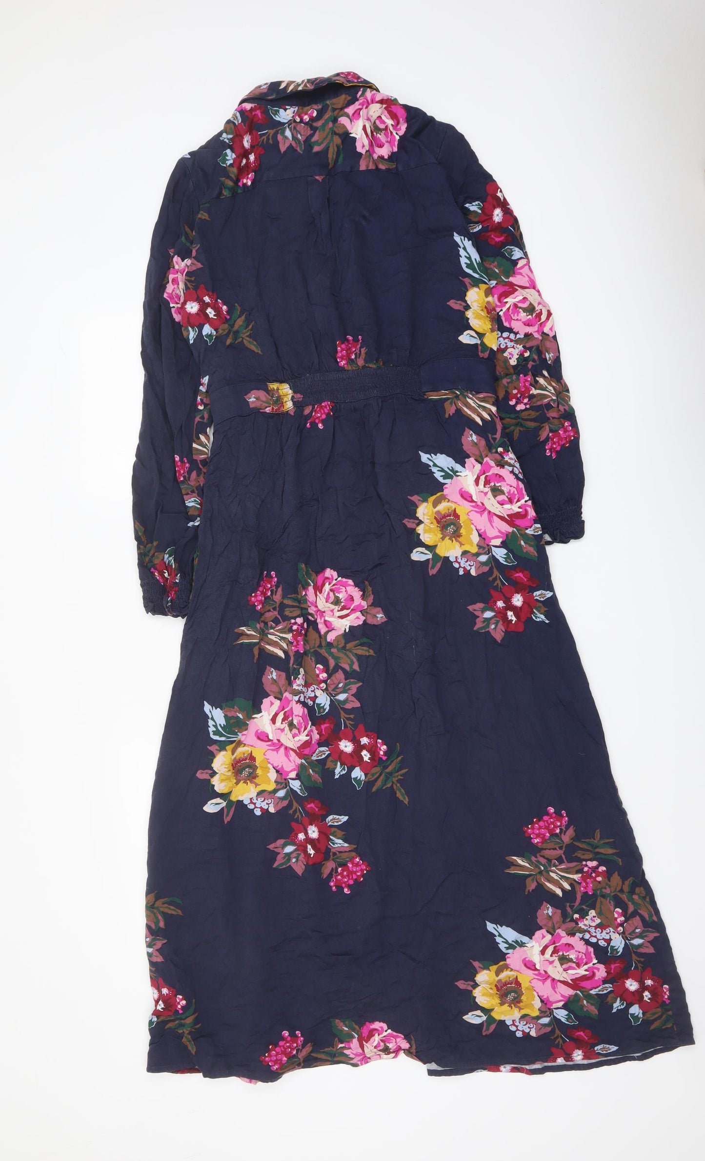 Joules Womens Blue Floral Viscose Shirt Dress Size 12 Collared Button