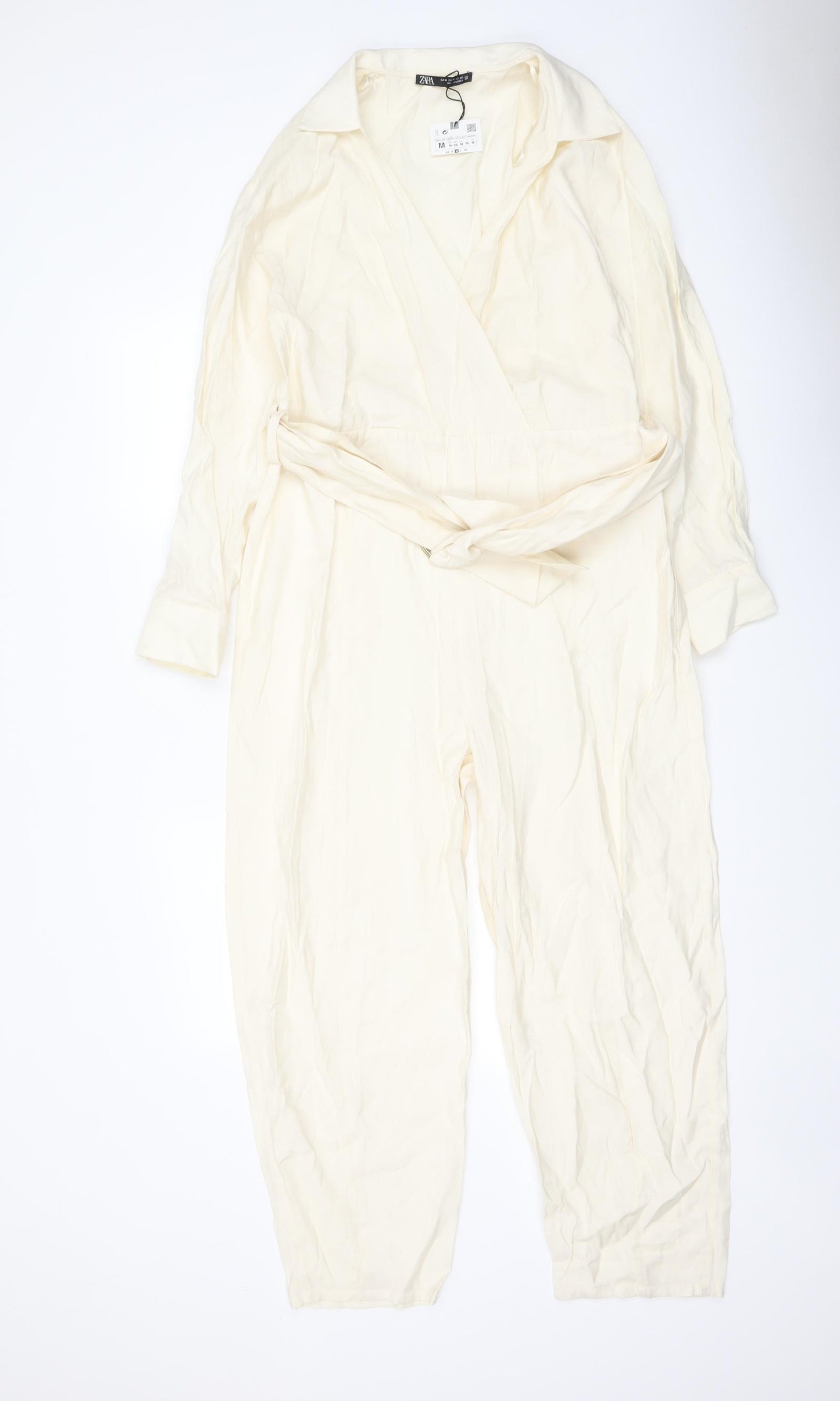 Zara Womens Beige Modal Jumpsuit One-Piece Size M Zip