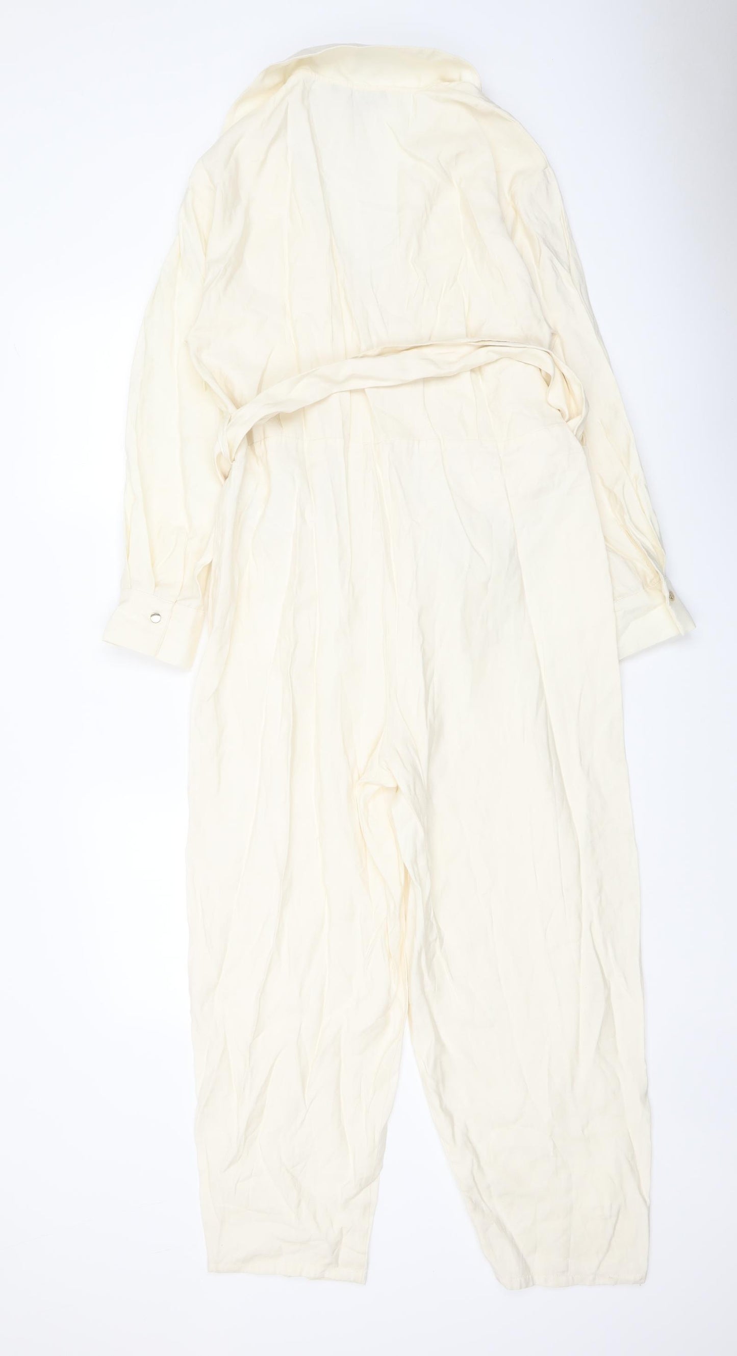 Zara Womens Beige Modal Jumpsuit One-Piece Size M Zip