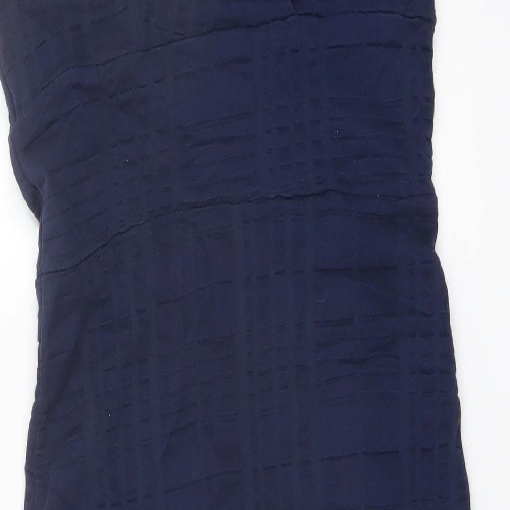 Lipsy Womens Blue Cotton Bodycon Size 10 V-Neck Pullover