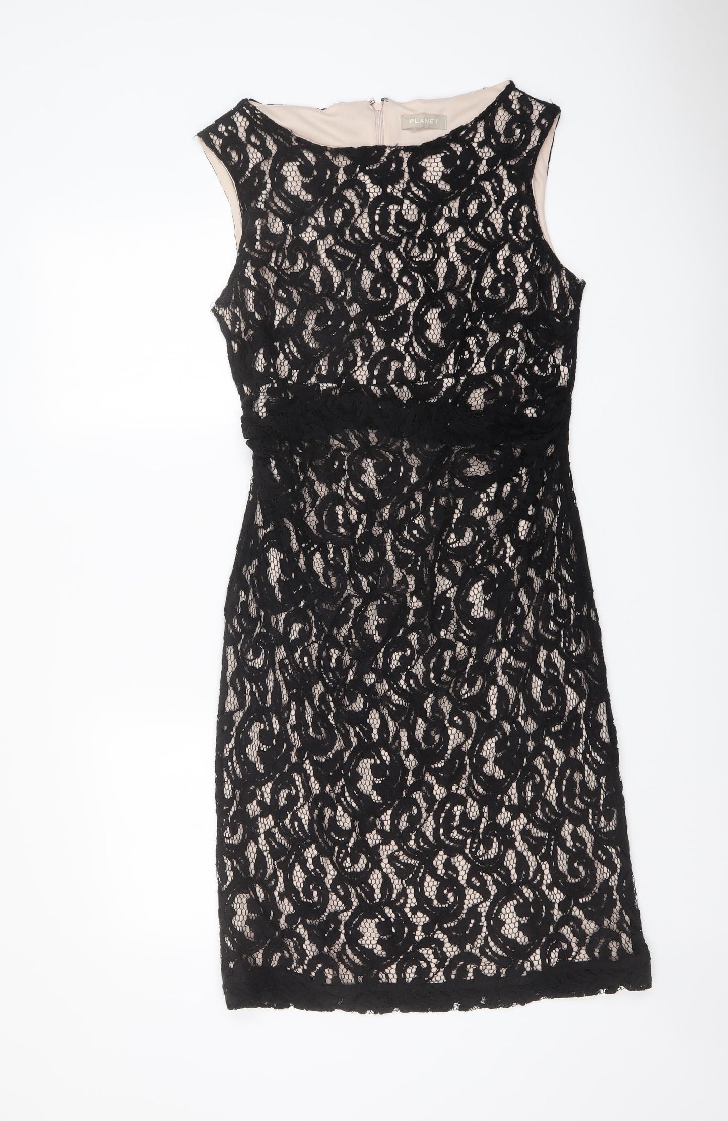 Planet Womens Black Viscose Shift Size 12 Round Neck Zip