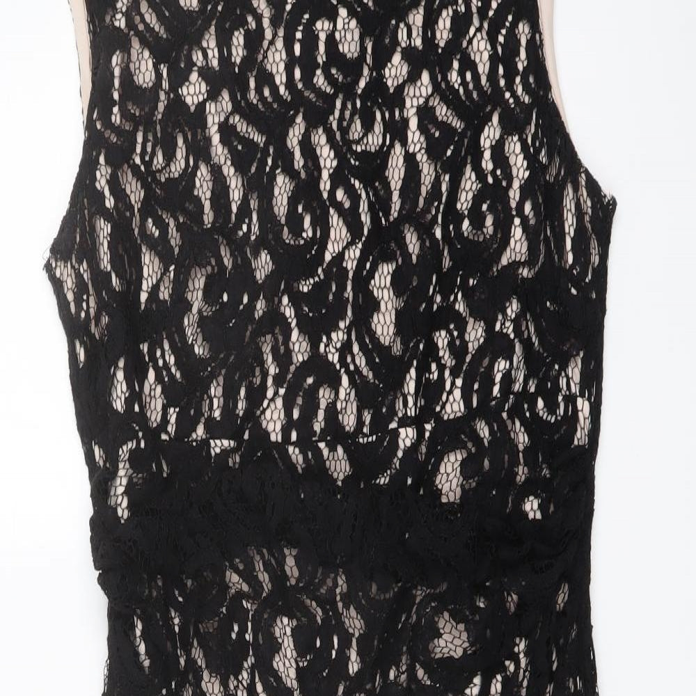 Planet Womens Black Viscose Shift Size 12 Round Neck Zip