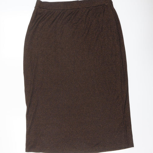 Marks and Spencer Womens Brown Cotton Straight & Pencil Skirt Size 14