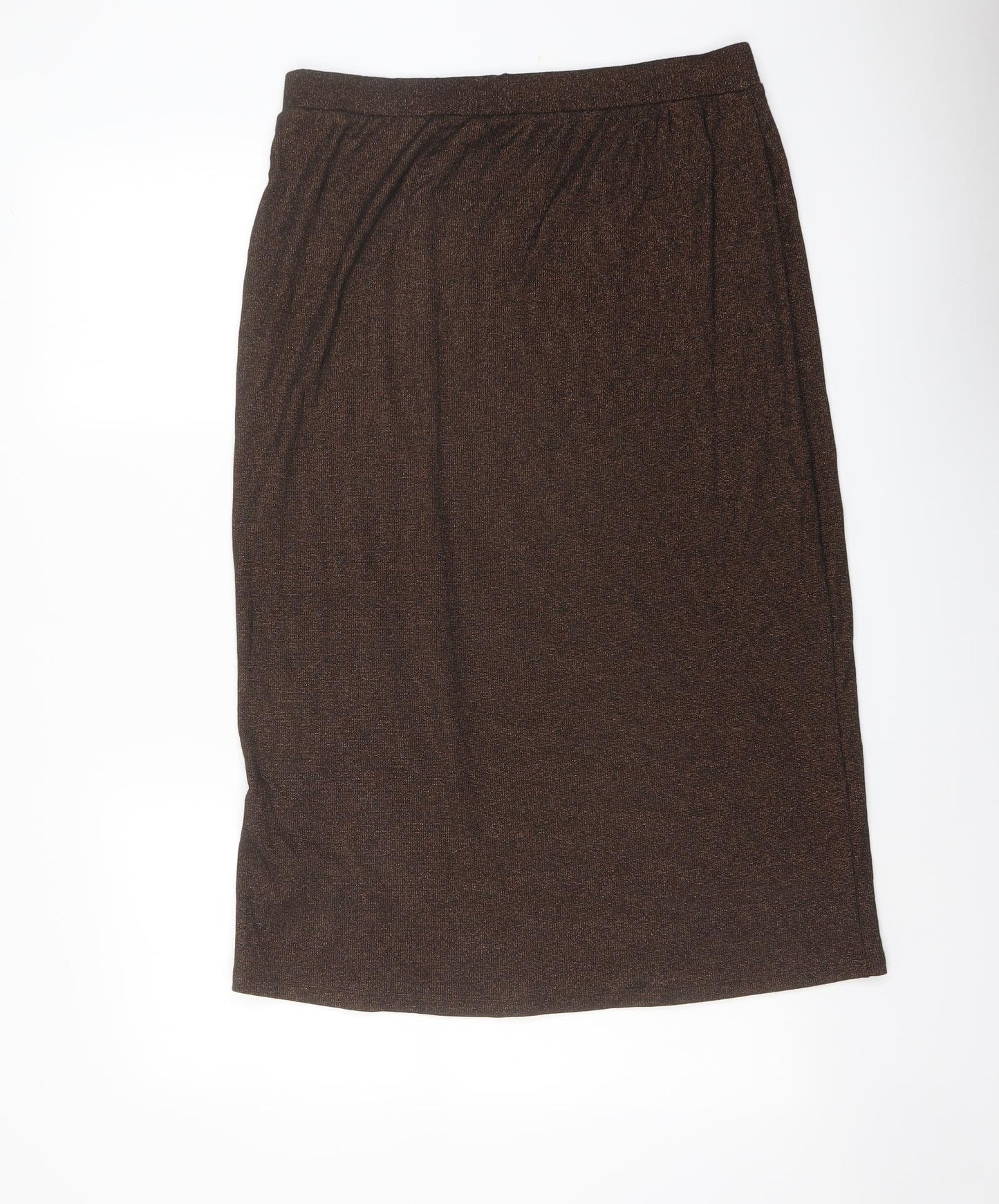 Marks and Spencer Womens Brown Cotton Straight & Pencil Skirt Size 14
