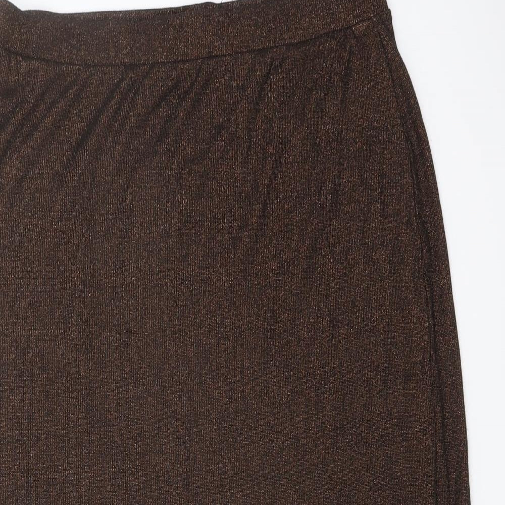 Marks and Spencer Womens Brown Cotton Straight & Pencil Skirt Size 14