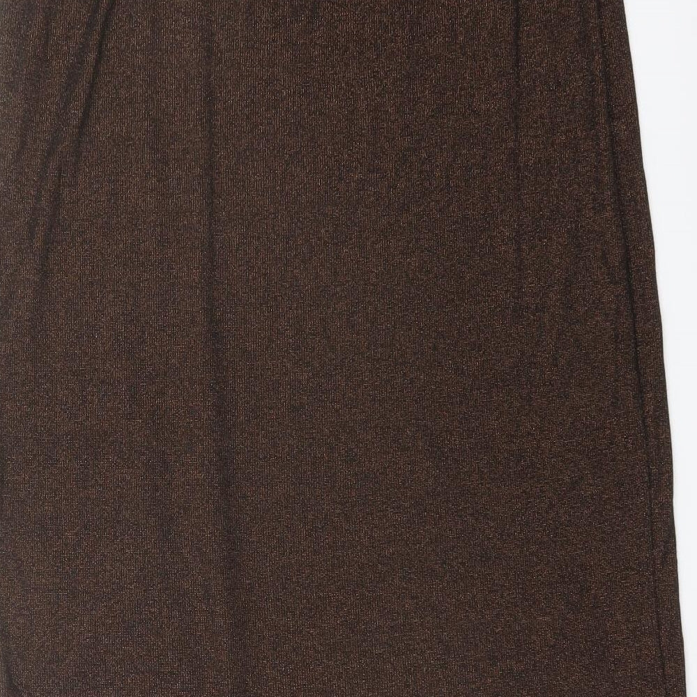 Marks and Spencer Womens Brown Cotton Straight & Pencil Skirt Size 14