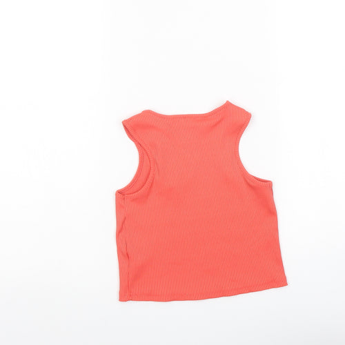 River Island Girls Orange Polyester Cropped Tank Size 9-10 Years Round Neck Pullover