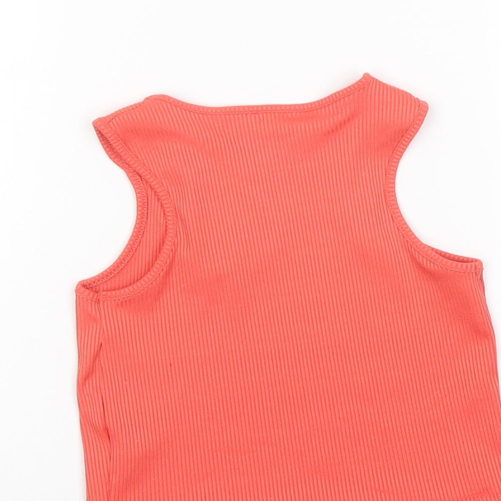 River Island Girls Orange Polyester Cropped Tank Size 9-10 Years Round Neck Pullover