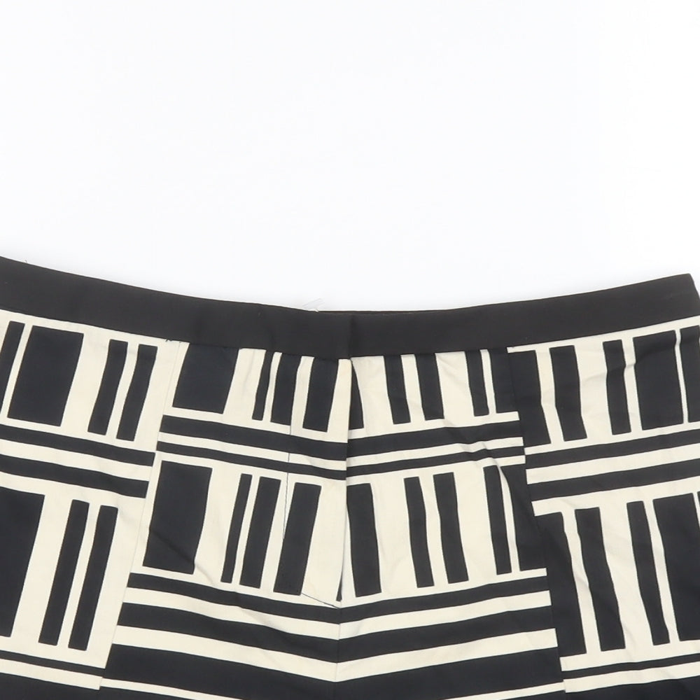 River Island Womens Black Geometric Cotton Basic Shorts Size 10 L3 in Regular Zip