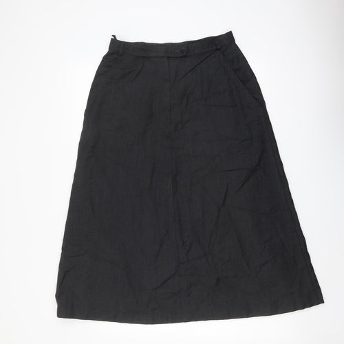 Marks and Spencer Womens Black Wool A-Line Skirt Size 12 Button