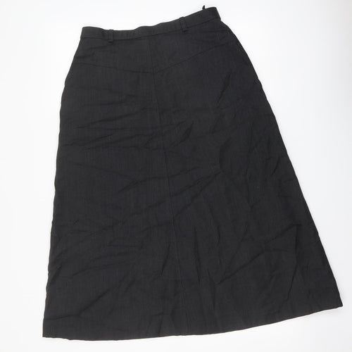 Marks and Spencer Womens Black Wool A-Line Skirt Size 12 Button