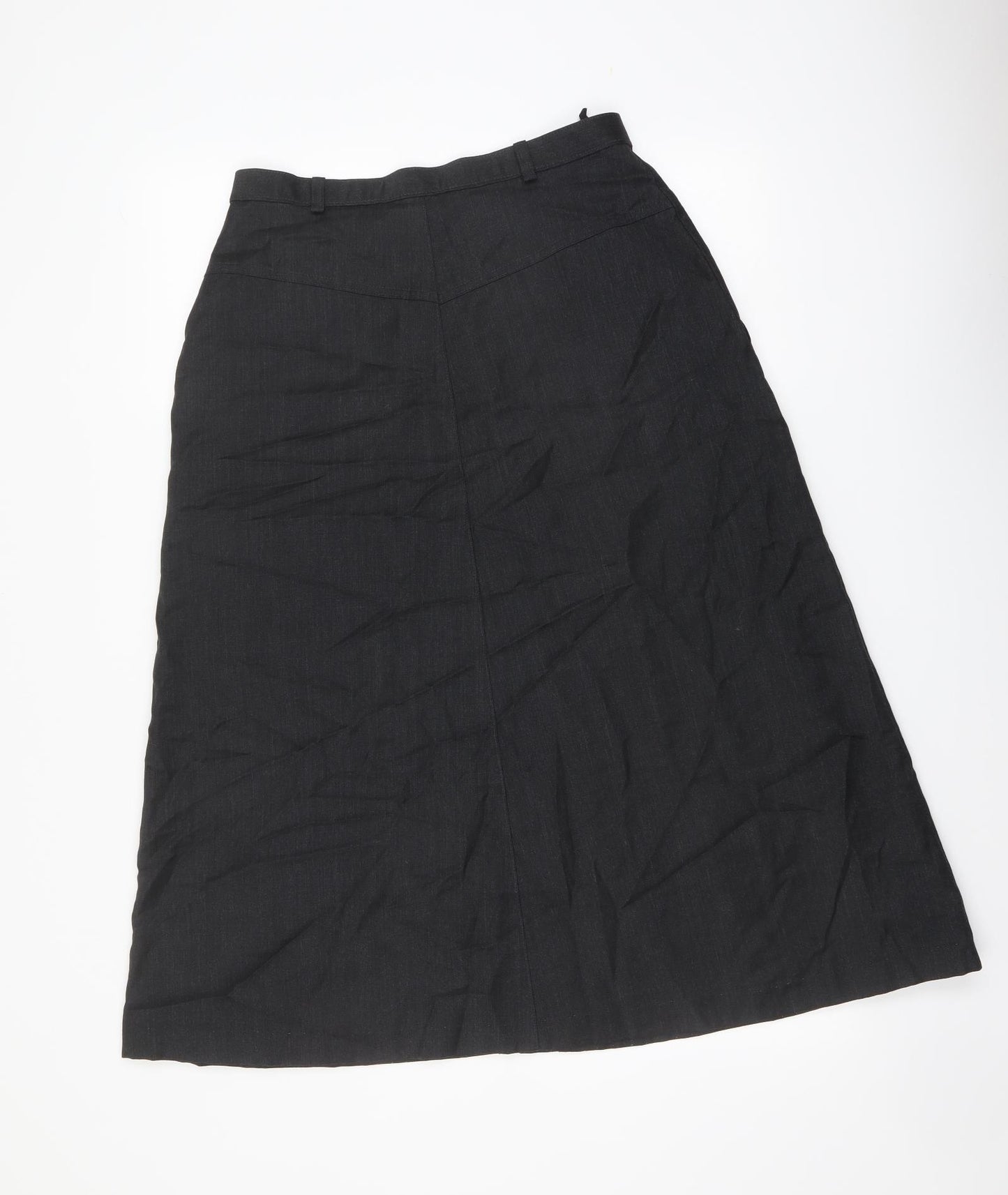 Marks and Spencer Womens Black Wool A-Line Skirt Size 12 Button