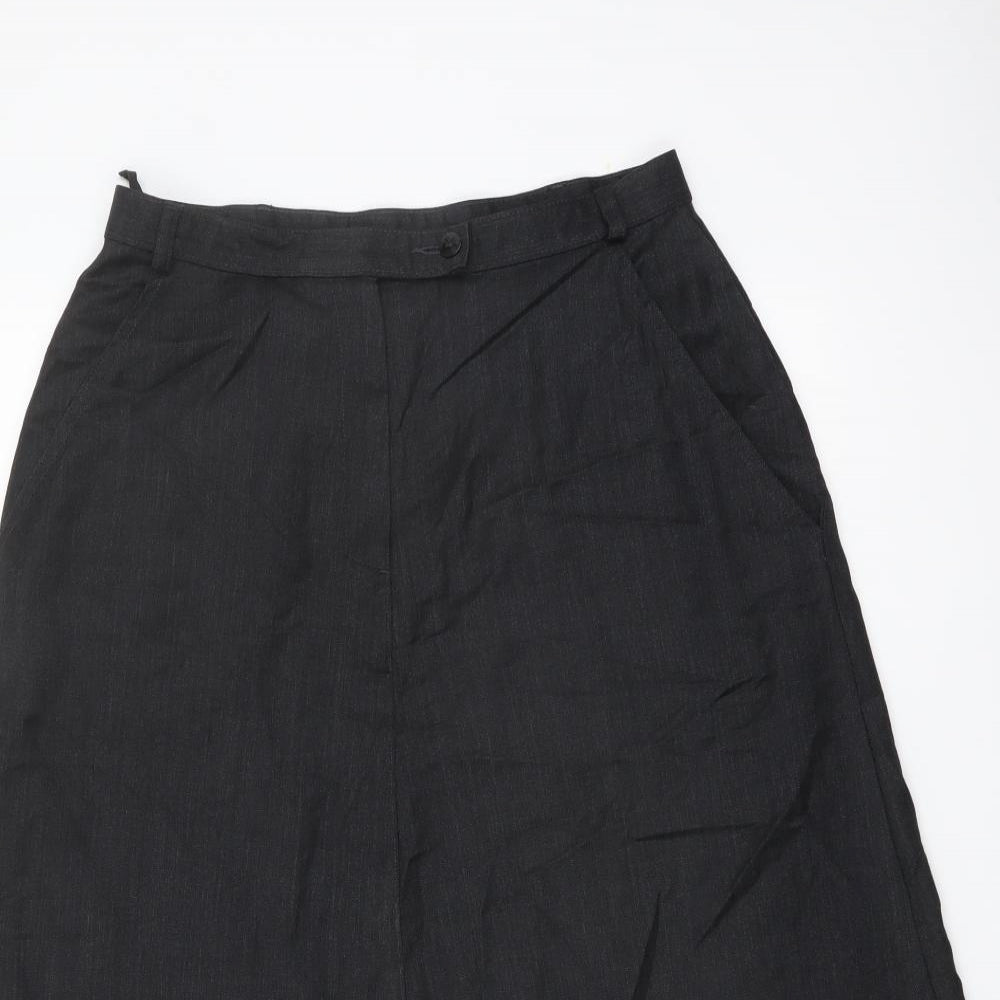 Marks and Spencer Womens Black Wool A-Line Skirt Size 12 Button