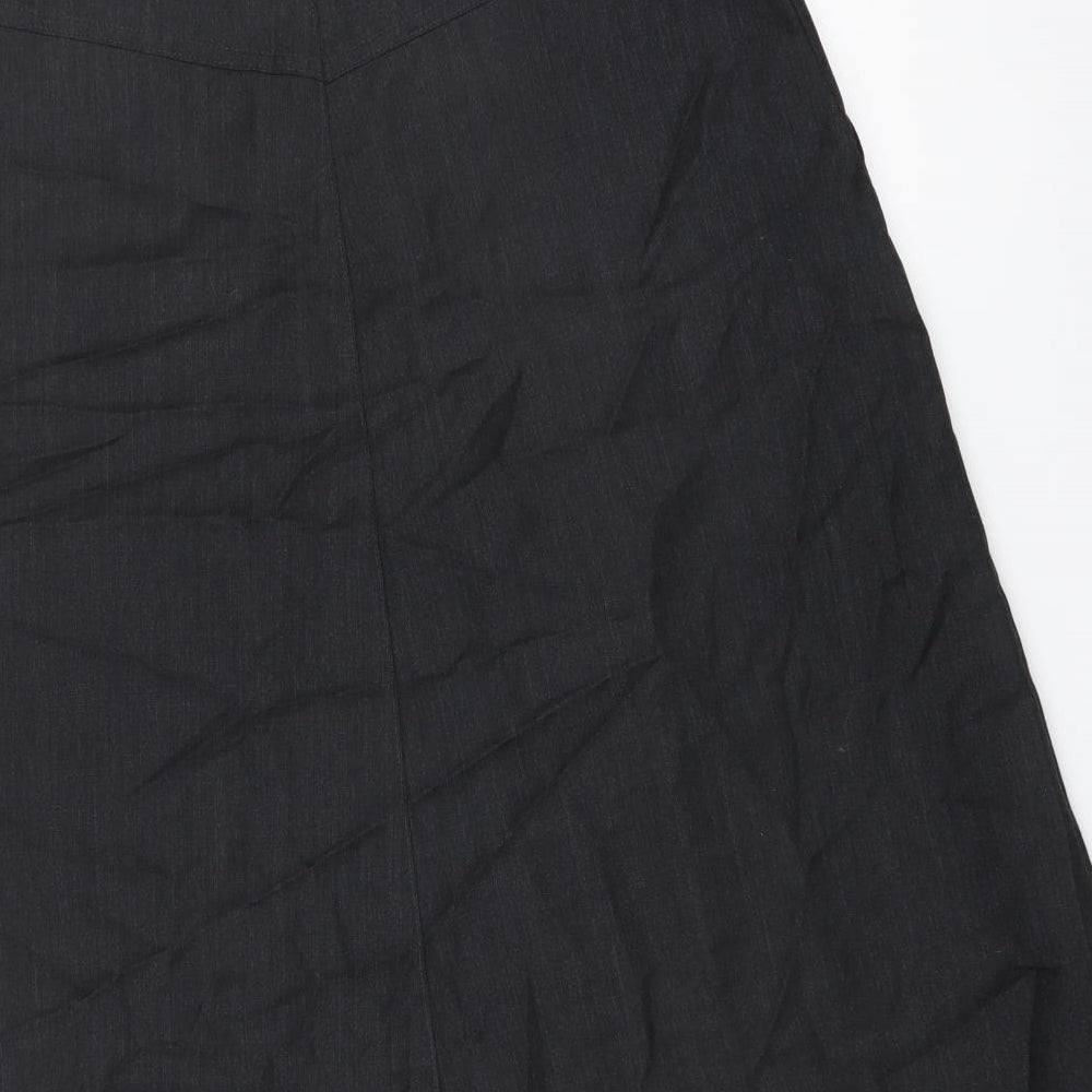 Marks and Spencer Womens Black Wool A-Line Skirt Size 12 Button