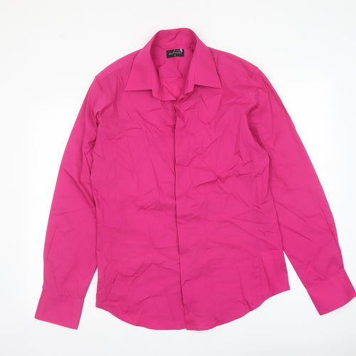 Burton Mens Pink Polyester Button-Up Size M Collared Button