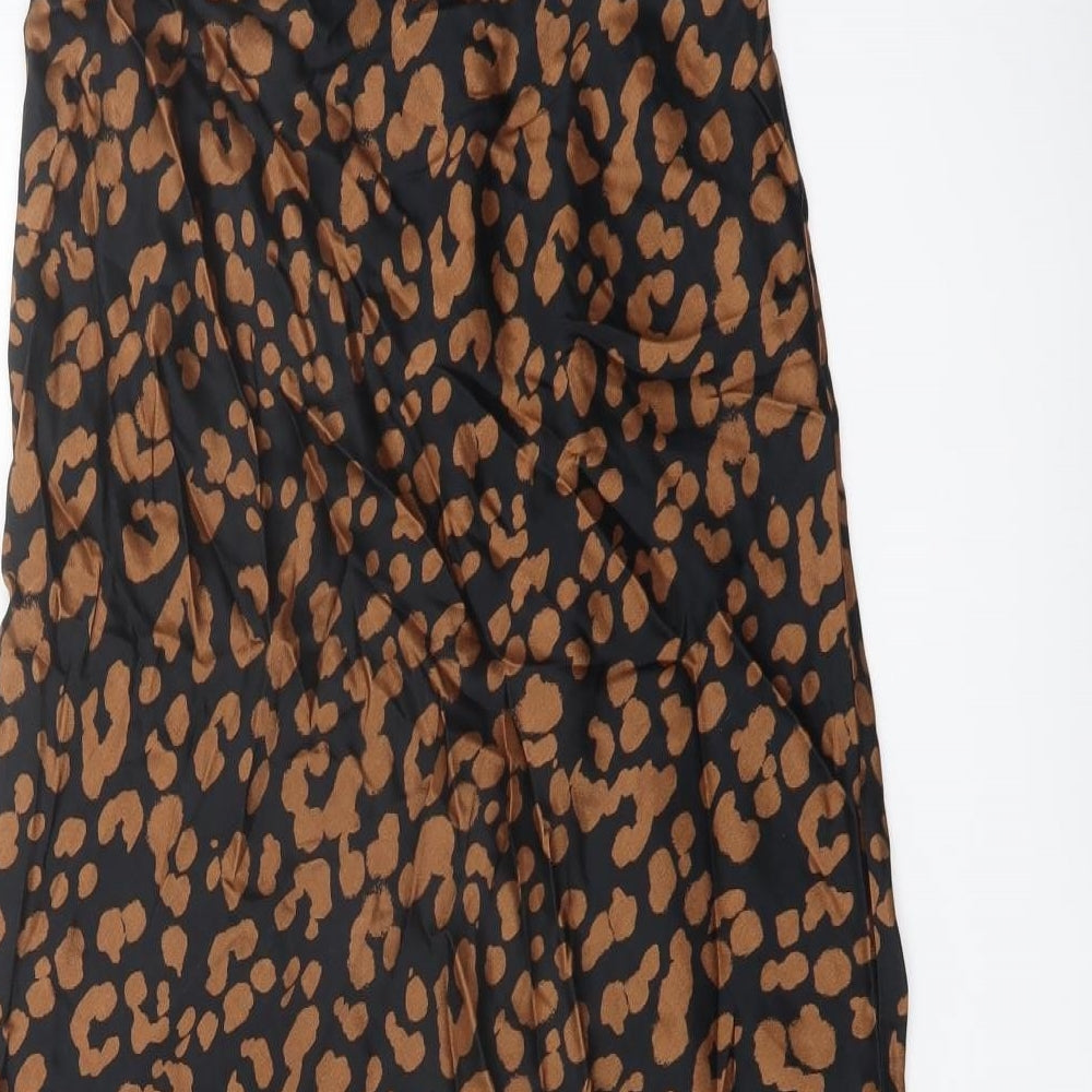 Hush Womens Brown Animal Print Viscose A-Line Skirt Size 6 - Leopard pattern