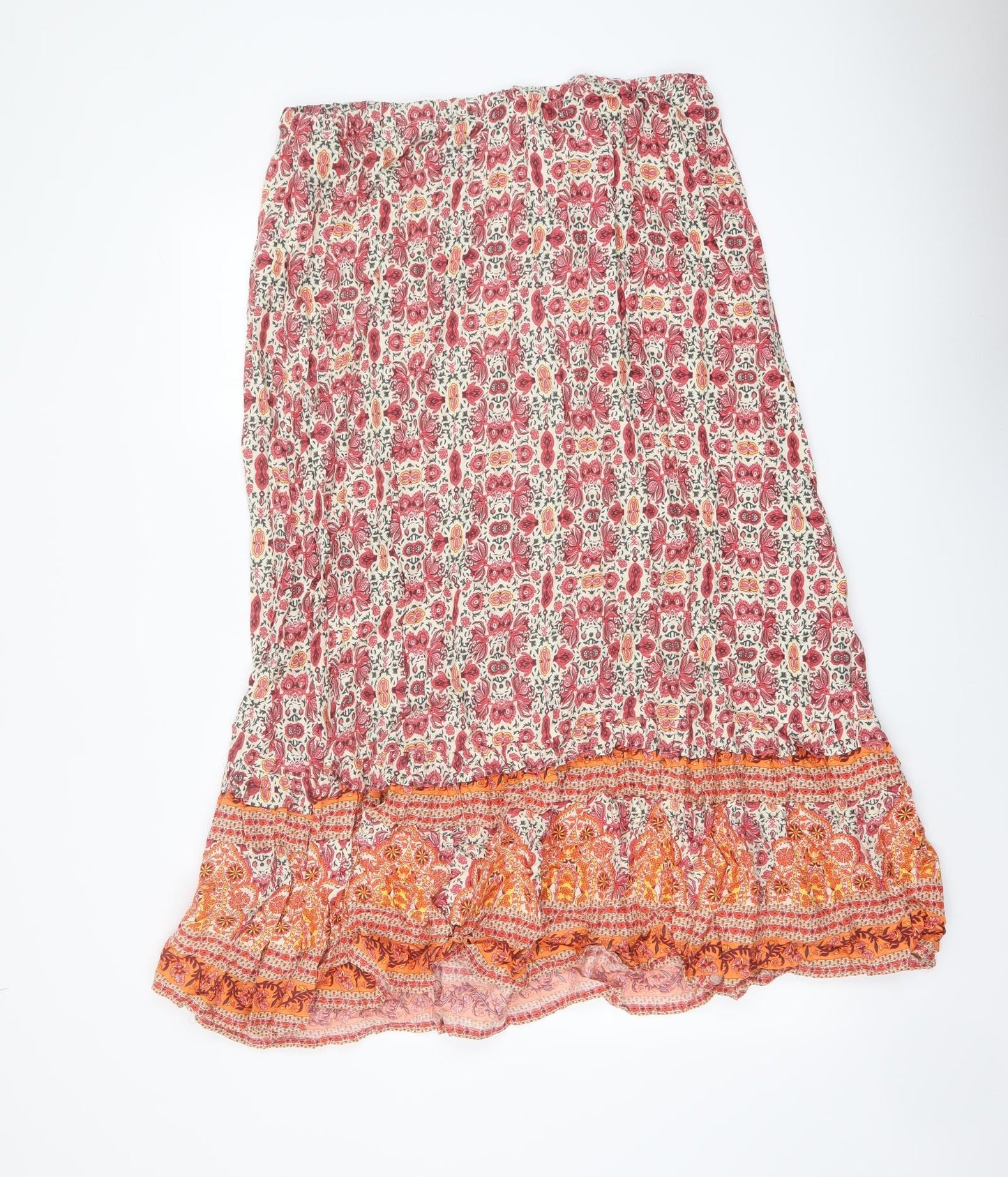 M&Co Womens Multicoloured Geometric Viscose Peasant Skirt Size 14