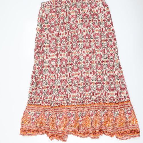 M&Co Womens Multicoloured Geometric Viscose Peasant Skirt Size 14