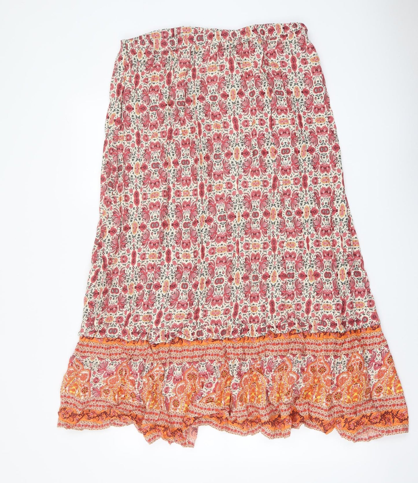 M&Co Womens Multicoloured Geometric Viscose Peasant Skirt Size 14