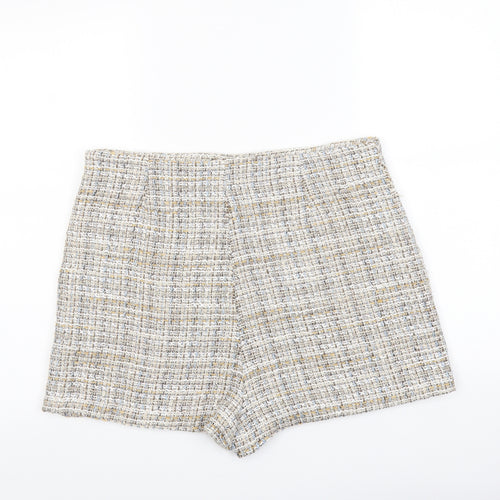 Zara Womens Beige Polyester Basic Shorts Size 32 in L3 in Regular Zip