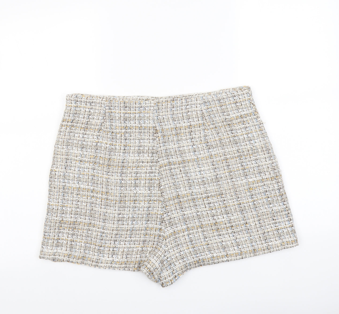 Zara Womens Beige Polyester Basic Shorts Size 32 in L3 in Regular Zip