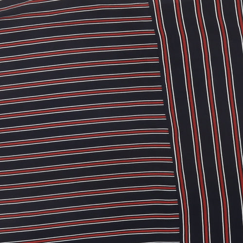 Marks and Spencer Womens Blue Striped Polyester Basic T-Shirt Size 18 Round Neck