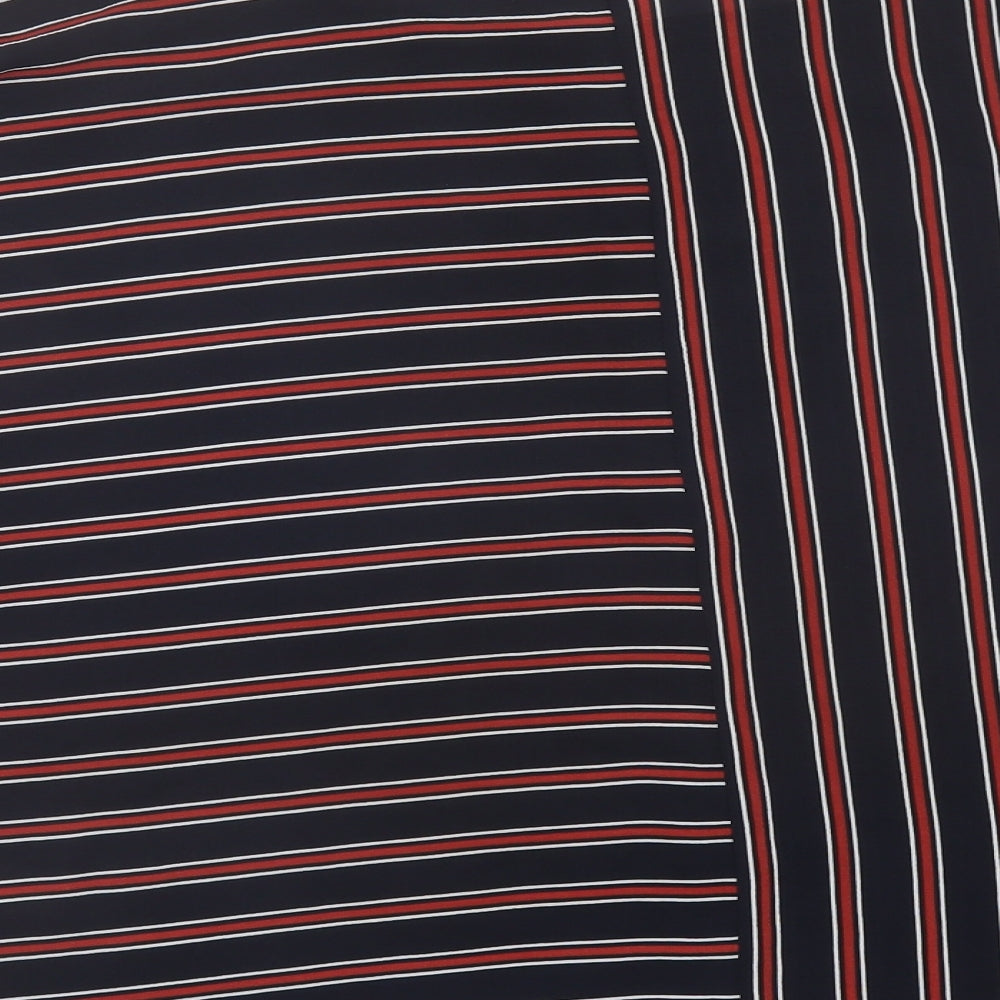 Marks and Spencer Womens Blue Striped Polyester Basic T-Shirt Size 18 Round Neck
