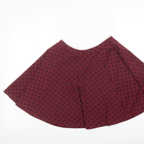 River Island Womens Red Polka Dot Polyester Skater Skirt Size 10