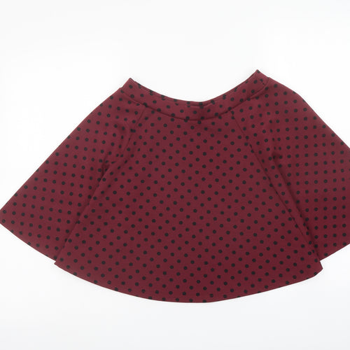 River Island Womens Red Polka Dot Polyester Skater Skirt Size 10