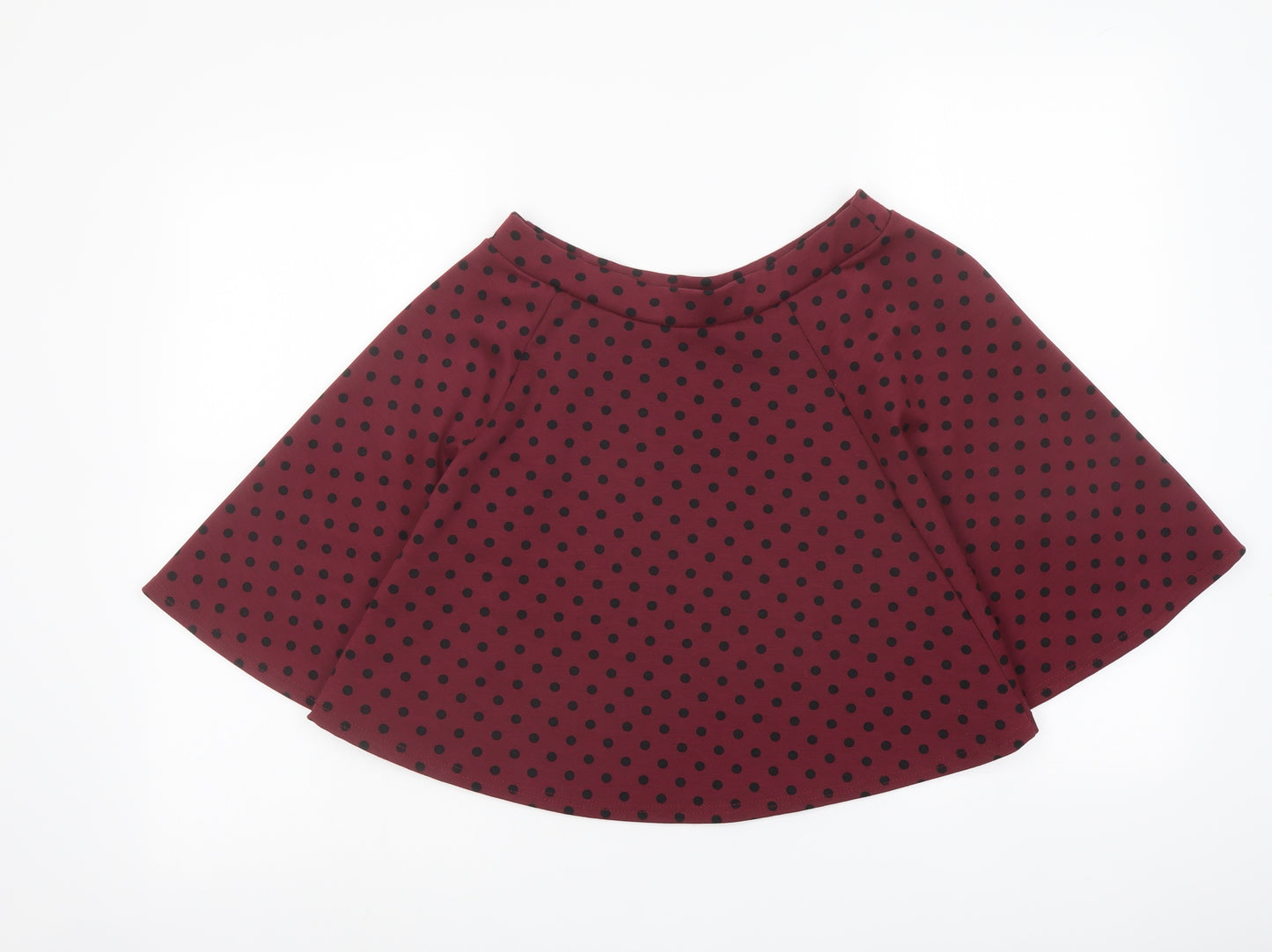River Island Womens Red Polka Dot Polyester Skater Skirt Size 10