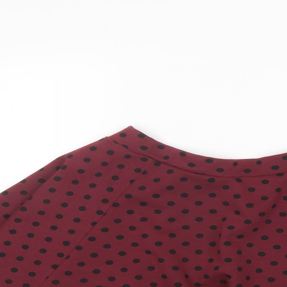 River Island Womens Red Polka Dot Polyester Skater Skirt Size 10