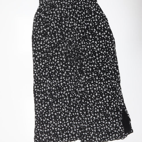 Yours Womens Black Floral Viscose Trousers Size 20 L26 in Regular