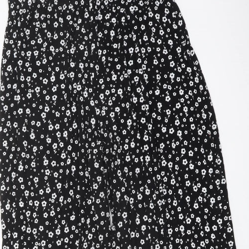 Yours Womens Black Floral Viscose Trousers Size 20 L26 in Regular