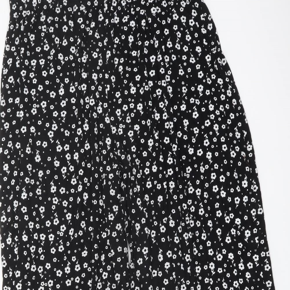 Yours Womens Black Floral Viscose Trousers Size 20 L26 in Regular