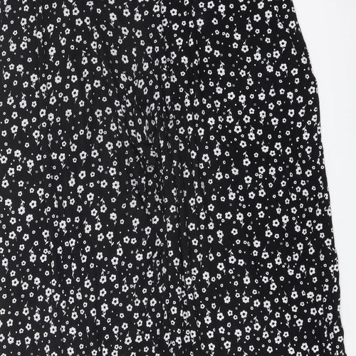 Yours Womens Black Floral Viscose Trousers Size 20 L26 in Regular