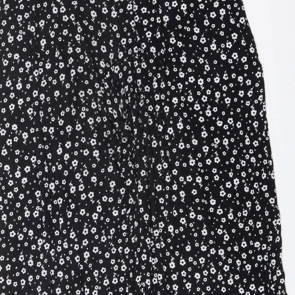 Yours Womens Black Floral Viscose Trousers Size 20 L26 in Regular
