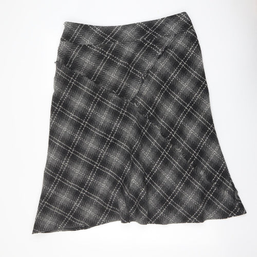 Autograph Womens Grey Plaid Acrylic Swing Skirt Size 18 Zip