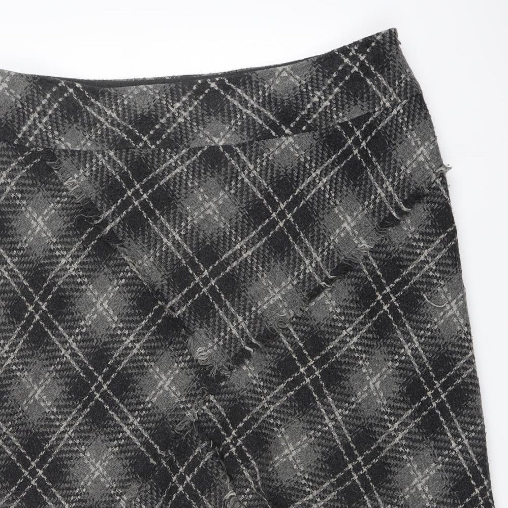 Autograph Womens Grey Plaid Acrylic Swing Skirt Size 18 Zip
