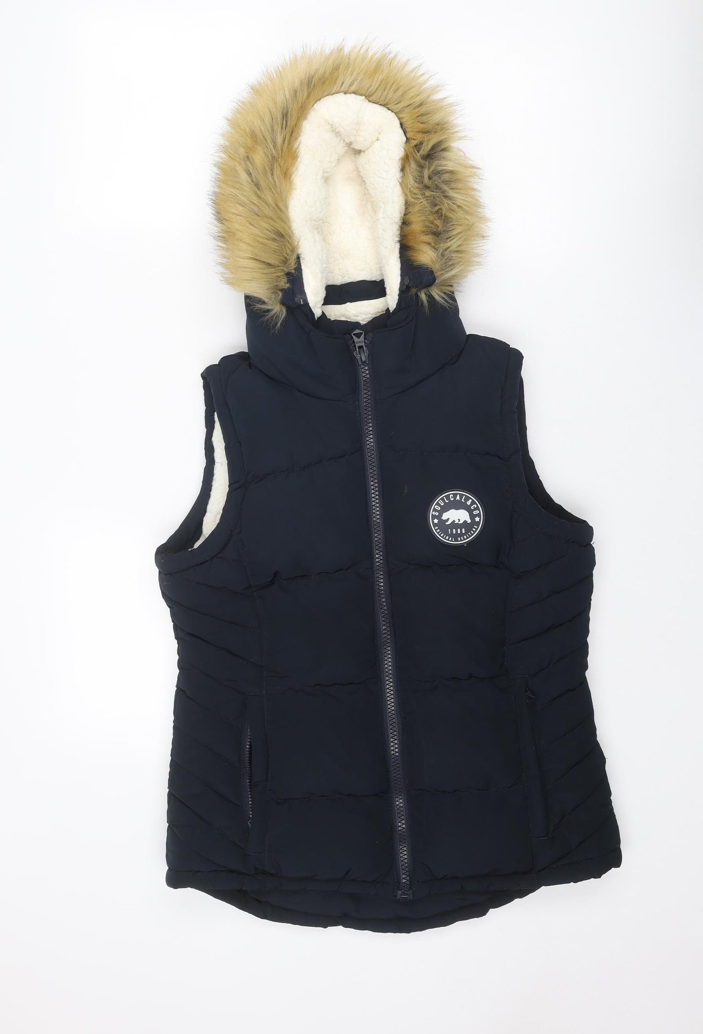 SoulCal&Co Womens Blue Gilet Jacket Size 8 Zip