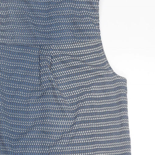 H&M Womens Blue Geometric Polyester Basic Blouse Size 8 V-Neck